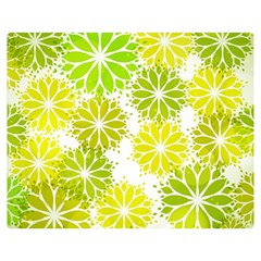 Flowers Green Texture With Pattern Leaves Shape Seamless Two Sides Premium Plush Fleece Blanket (medium) by danenraven