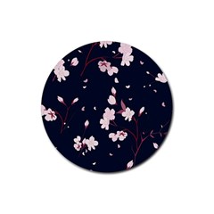 Flowers Texture Textured Pattern Rubber Round Coaster (4 Pack)