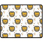 Lion Heads Pattern Design Doodle Fleece Blanket (Medium)