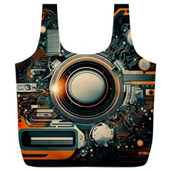 Illustrations Technology Robot Internet Processor Full Print Recycle Bag (xl) by Cowasu