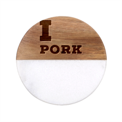 I Love Pork  Classic Marble Wood Coaster (round)  by ilovewhateva