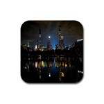 New York Night Central Park Skyscrapers Skyline Rubber Square Coaster (4 pack)