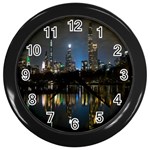 New York Night Central Park Skyscrapers Skyline Wall Clock (Black)