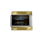 New York Night Central Park Skyscrapers Skyline Gold Trim Italian Charm (9mm)