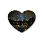 New York Night Central Park Skyscrapers Skyline Rubber Heart Coaster (4 pack)
