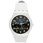 New York Night Central Park Skyscrapers Skyline Round Plastic Sport Watch (M)