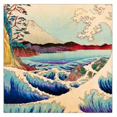 Wave Japanese Mount Fuji Woodblock Print Ocean Square Satin Scarf (36  X 36 ) by Cowasu