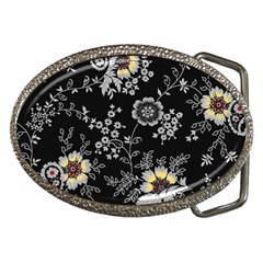 White And Yellow Floral And Paisley Illustration Background Belt Buckles by Cowasu