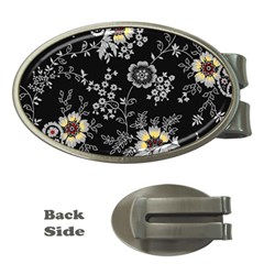 White And Yellow Floral And Paisley Illustration Background Money Clips (oval) 