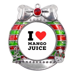 I Love Mango Juice  Metal X mas Ribbon With Red Crystal Round Ornament by ilovewhateva