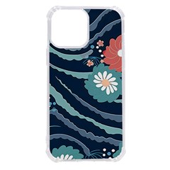Waves Flowers Pattern Water Floral Minimalist Iphone 13 Pro Max Tpu Uv Print Case by danenraven