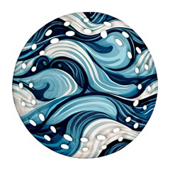 Pattern Ocean Waves Arctic Ocean Blue Nature Sea Ornament (round Filigree) by danenraven