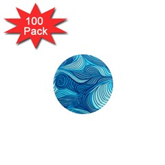 Ocean Waves Sea Abstract Pattern Water Blue 1  Mini Magnets (100 Pack)  by danenraven