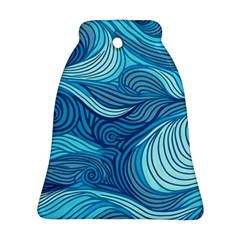 Ocean Waves Sea Abstract Pattern Water Blue Bell Ornament (two Sides) by danenraven