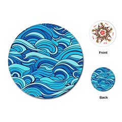 Pattern Ocean Waves Blue Nature Sea Abstract Playing Cards Single Design (round) by danenraven