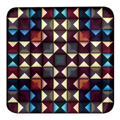 Symmetry Geometric Pattern Texture Square Glass Fridge Magnet (4 Pack)