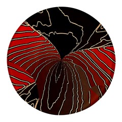Red Gold Black Voracious Plant Leaf Round Glass Fridge Magnet (4 Pack) by Bangk1t
