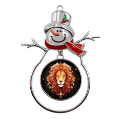 Lion Star Sign Astrology Horoscope Metal Snowman Ornament