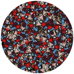 Harmonious Chaos Vibrant Abstract Design Wooden Puzzle Round by dflcprintsclothing
