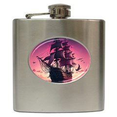 Ship Pirate Adventure Landscape Ocean Sun Heaven Hip Flask (6 Oz)