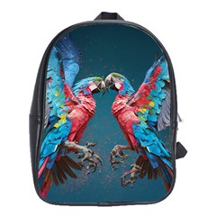 Birds Parrots Love Ornithology Species Fauna School Bag (xl)