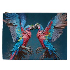 Birds Parrots Love Ornithology Species Fauna Cosmetic Bag (xxl) by Ndabl3x