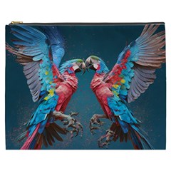 Birds Parrots Love Ornithology Species Fauna Cosmetic Bag (xxxl) by Ndabl3x