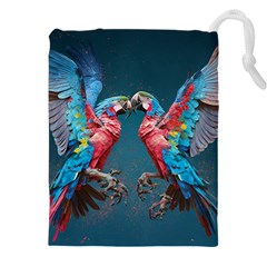 Birds Parrots Love Ornithology Species Fauna Drawstring Pouch (4xl) by Ndabl3x