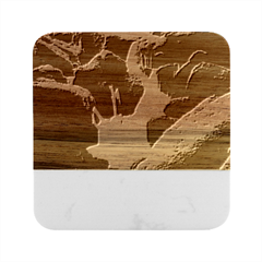 Waterfall Moss Korea Mountain Valley Green Forest Marble Wood Coaster (square) by Ndabl3x