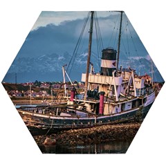 End Of The World: Nautical Memories At Ushuaia Port, Argentina Wooden Puzzle Hexagon by dflcprintsclothing