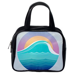Tsunami Tidal Wave Minimalist Logo Ocean Sea Classic Handbag (one Side) by Wav3s