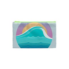 Tsunami Tidal Wave Minimalist Logo Ocean Sea Cosmetic Bag (xs) by Wav3s