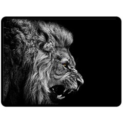 Angry Male Lion Roar Two Sides Fleece Blanket (large) by Wav3s