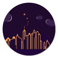 Skyscraper-town-urban-towers Magnet 5  (round) by Wav3s