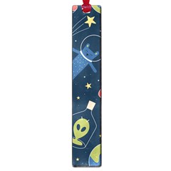 Seamless-pattern-with-funny-aliens-cat-galaxy Large Book Marks by Wav3s