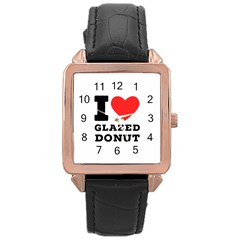 I Love Glazed Donut Rose Gold Leather Watch  by ilovewhateva