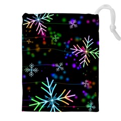 Snowflakes Snow Winter Christmas Drawstring Pouch (5xl) by Ndabl3x