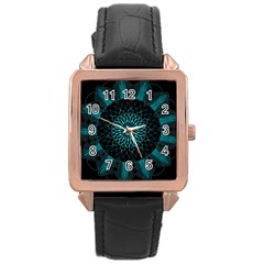 Ornament District Turquoise Rose Gold Leather Watch 