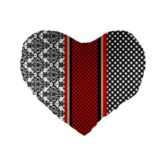 Background Damask Red Black Standard 16  Premium Heart Shape Cushions