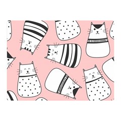 Cute Cats Cartoon Seamless-pattern Two Sides Premium Plush Fleece Blanket (mini) by Vaneshart