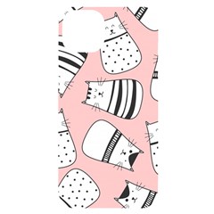 Cute Cats Cartoon Seamless-pattern Iphone 14 Plus Black Uv Print Case by Vaneshart