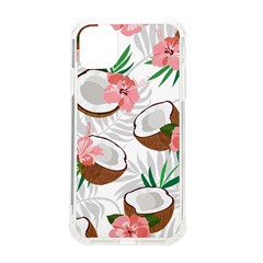 Seamless Pattern Coconut Piece Palm Leaves With Pink Hibiscus Iphone 11 Tpu Uv Print Case by Vaneshart
