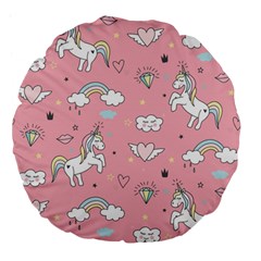 Cute-unicorn-seamless-pattern Large 18  Premium Flano Round Cushions