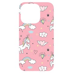 Cute-unicorn-seamless-pattern Iphone 14 Pro Black Uv Print Case