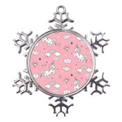 Cute-unicorn-seamless-pattern Metal Large Snowflake Ornament