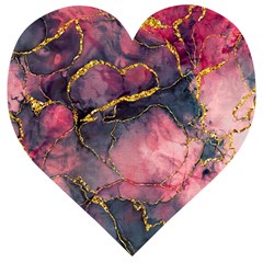 Pink Texture Resin Wooden Puzzle Heart