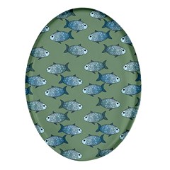 Fishes Pattern Background Theme Oval Glass Fridge Magnet (4 Pack) by Vaneshop