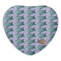 Fishes Pattern Background Theme Art Heart Glass Fridge Magnet (4 Pack)