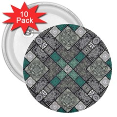 Mandala Decoration Flora Floral Flower 3  Buttons (10 Pack) 