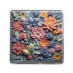 3d Flower Bloom Embossed Pattern Memory Card Reader (Square 5 Slot)